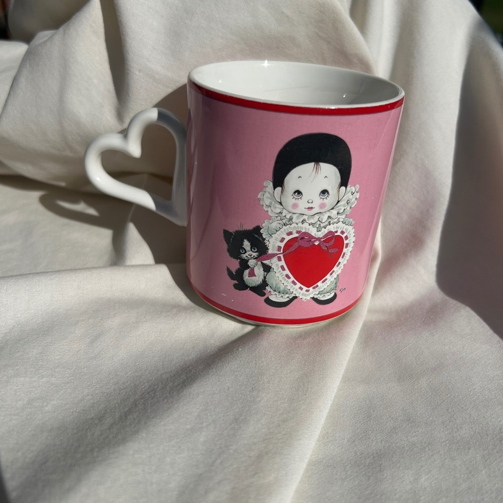 Vintage 1984 Enesco Pierrot and Pft Pink Mug